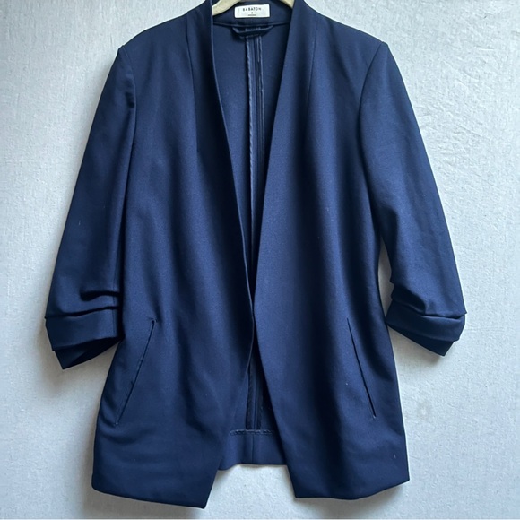 Babaton Aritzia Power Blazer Navy Open-Front 3/4 Sleeve Jacket Sz 2 - Picture 2 of 12